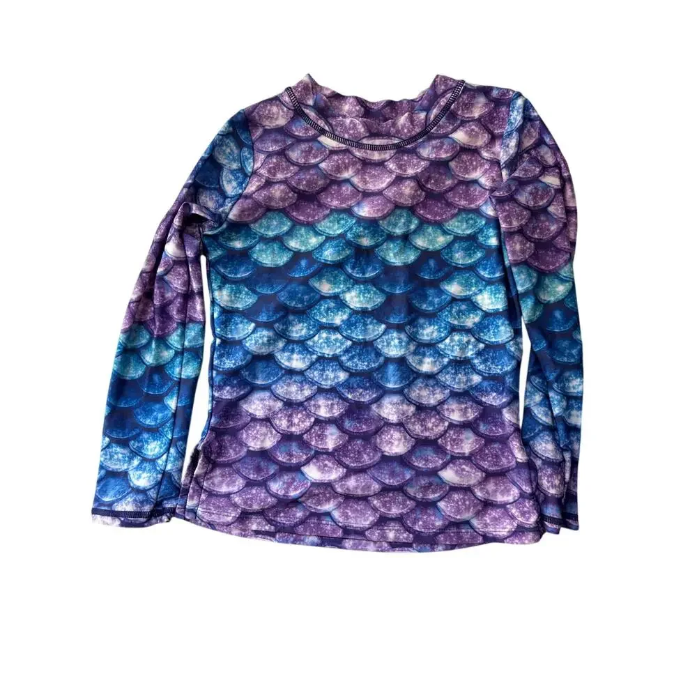 Justice Girls 7/8 Tropical Floral One Piece Swimsuit Rash Guard Long Sleeve